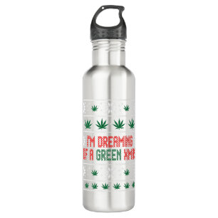Weed Green Ugly Christmas Sweater Xmas 710 Ml Water Bottle