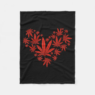 Weed Heart Funny Valentines Day Pot Stoner Gift Fleece Blanket