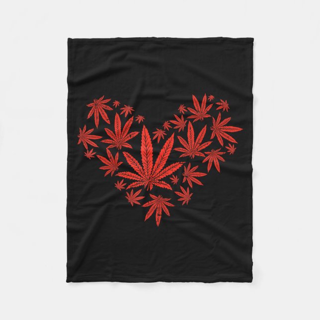 Weed Heart Funny Valentines Day Pot Stoner Gift  Fleece Blanket (Front)