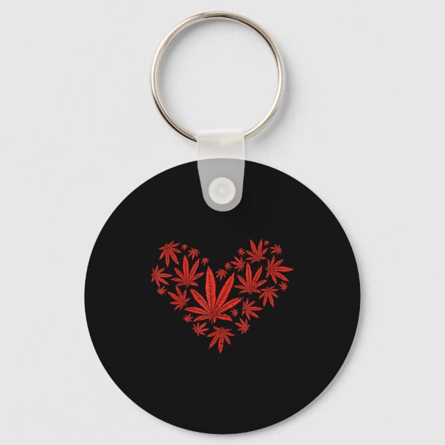Weed Heart Funny Valentines Day Pot Stoner Gift  Key Ring (Front)