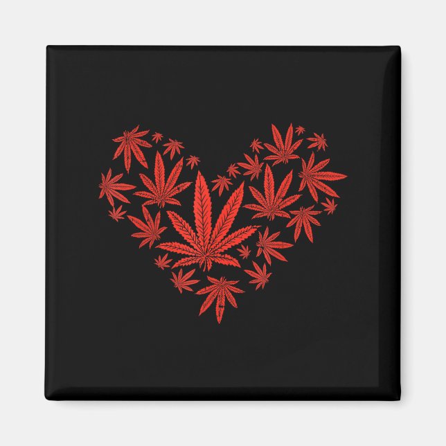 Weed Heart Funny Valentines Day Pot Stoner Gift  Magnet (Front)
