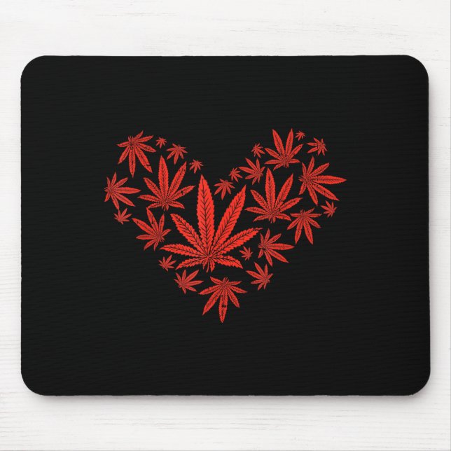 Weed Heart Funny Valentines Day Pot Stoner Gift  Mouse Mat (Front)