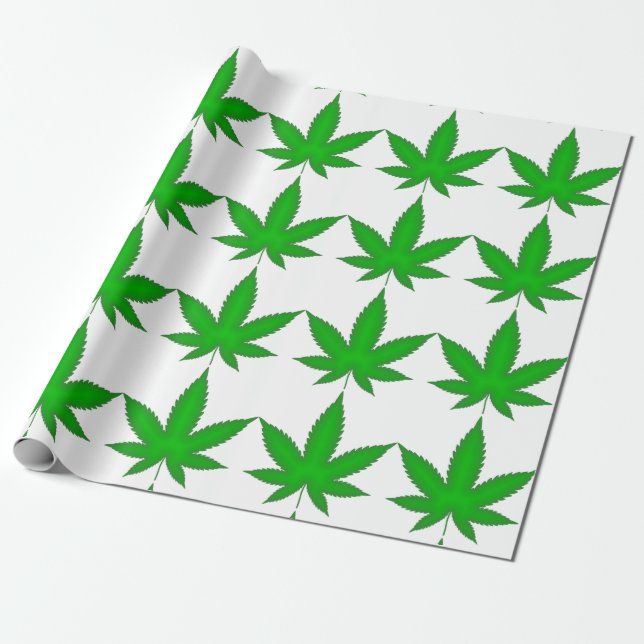 Weed Leaf Christmas Personalised Wrapping Paper (Unrolled)