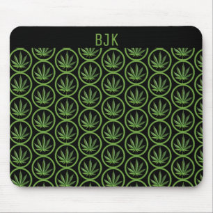 Weed Leaf Circle Pattern Mouse Mat