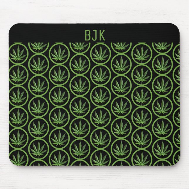 Weed Leaf Circle Pattern Mouse Mat (Front)