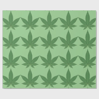Weed Leaf Green on Light Green Wrapping Paper