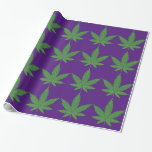 Weed Leaf Green on Purple Wrapping Paper<br><div class="desc">Weed Leaf Green on Purple personalised wrapping paper features a medium green weed leaf on a purple background for a brightly coloured weed leaf wrapping paper. Okay, this one does scream at you a little bit, but some people like screamers, and if you or someone you know does, this one's...</div>