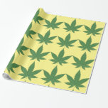 Weed Leaf Green on Sunny Yellow Wrapping Paper<br><div class="desc">Weed Leaf Green on Sunny Yellow personalised wrapping paper features a medium green weed leaf on a yellow background for a cheerful and bright weed leaf wrapping paper. This colour combination gives those in the know two reasons to smile, but this cheery combination will make anyone smile. Personalise this paper...</div>