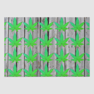 Weed Leaf on Rustic Wood Fence Personalized Tissue Paper