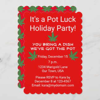 Weed Leaf Pot Luck Personalised Invitation