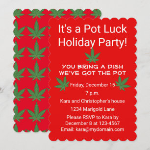 Weed Leaf Pot Luck Personalised Invitation