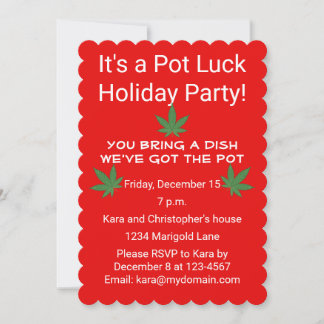 Weed Leaf Pot Luck Personalised Party Invitation