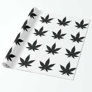 Weed Leaf Silhouette Wrapping Paper