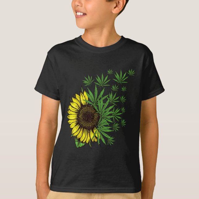 Weed Leaf Sunflower Women T Smoker  T-Shirt (Front)