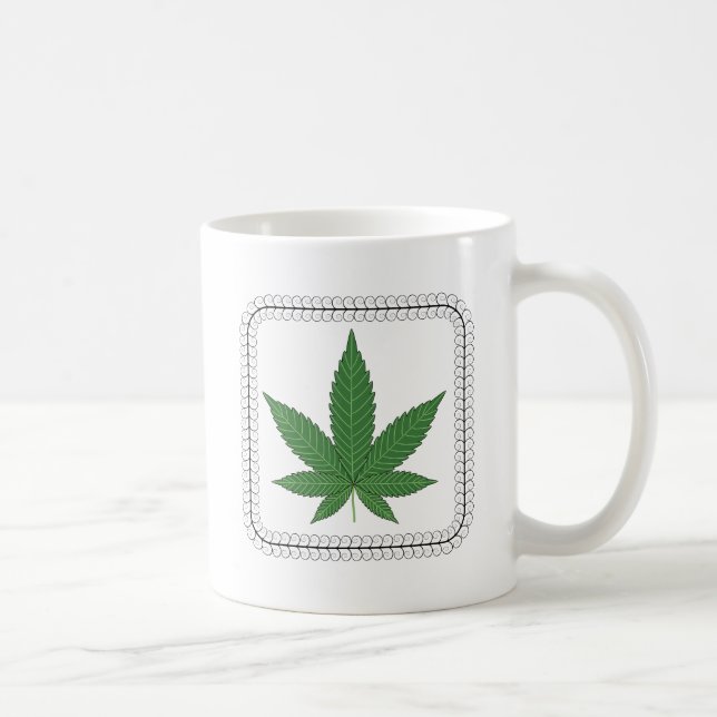 Weed Leaf Tree Swirl Trim Coffee Mug (Right)