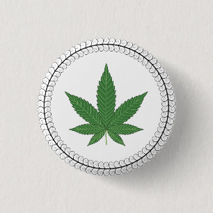 Weed Leaf Tree Swirl Trim Personalised 3 Cm Round Badge