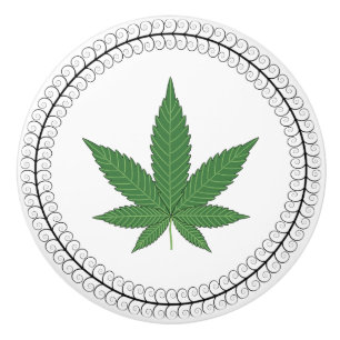 Weed Leaf Tree Swirl Trim Personalised Ceramic Knob