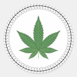 Weed Leaf Tree Swirl Trim Personalised Classic Round Sticker
