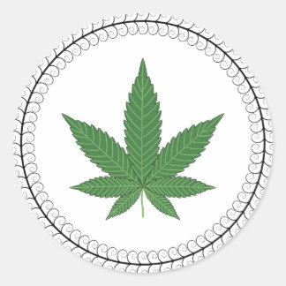 Weed Leaf Tree Swirl Trim Personalised Classic Round Sticker
