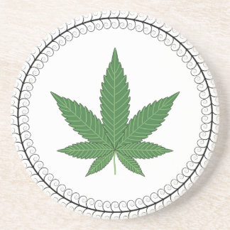 Weed Leaf Tree Swirl Trim Personalised Coaster