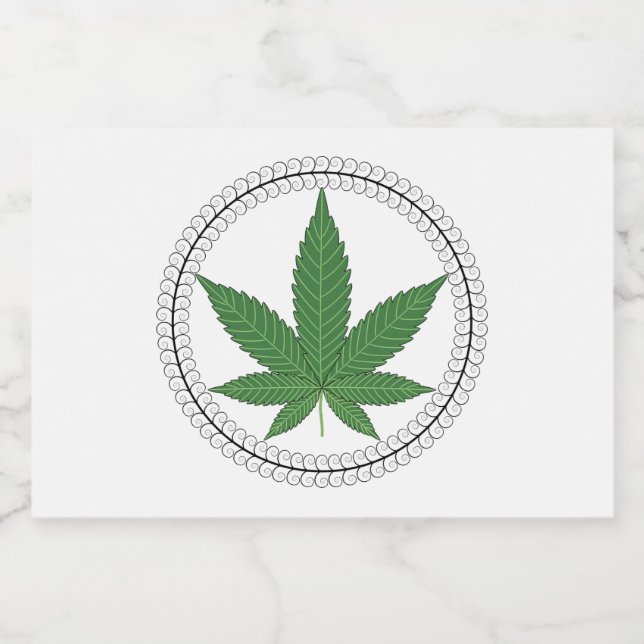 Weed Leaf Tree Swirl Trim Personalised Food Label (Single Label)