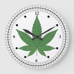 Weed Leaf Tree Swirl Trim Personalised Large Clock