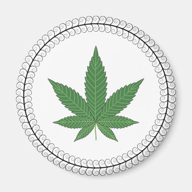 Weed Leaf Tree Swirl Trim Personalised Magnet (Front)