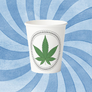 Weed Leaf Tree Swirl Trim Personalised Paper Cups
