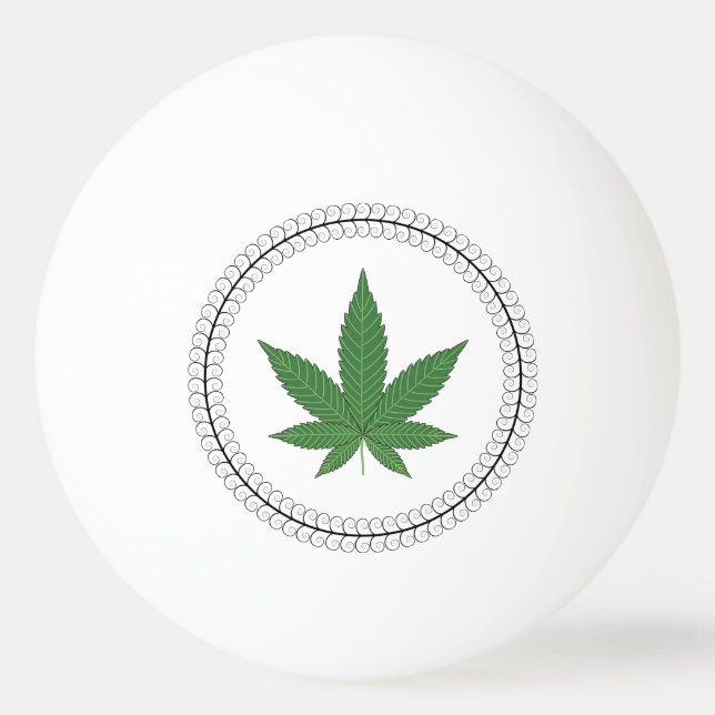 Weed Leaf Tree Swirl Trim Personalised Ping Pong Ball (Front)