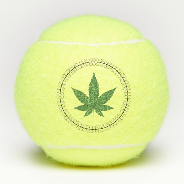 Weed Leaf Tree Swirl Trim Personalised Tennis Balls (Front)