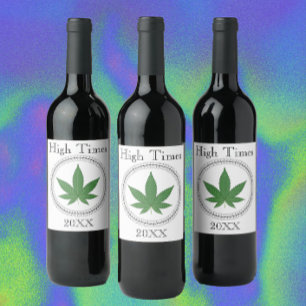 Weed Leaf Tree Swirl Trim Personalised Wine Label