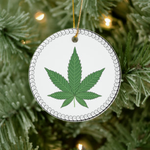 Weed Leaf Tree Swirl Trim Personalized Ceramic Tree Decoration
