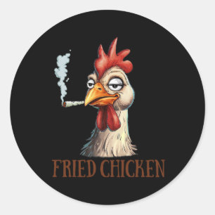 Weed Lover Chicken Smoking Stoned Fried Chicken Classic Round Sticker