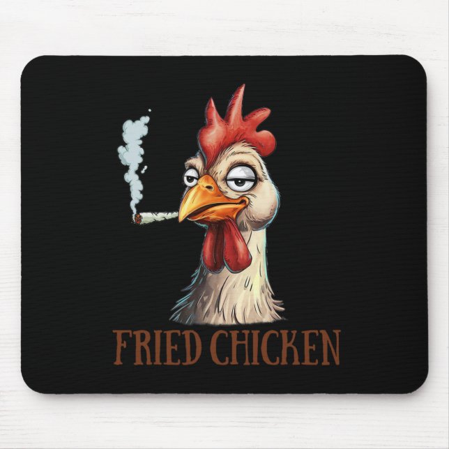 Weed Lover Chicken Smoking Stoned Fried Chicken  Mouse Mat (Front)