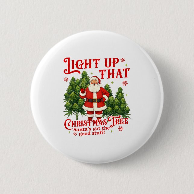Weed Lover Smoking Light Up Christmas Tree  6 Cm Round Badge (Front)
