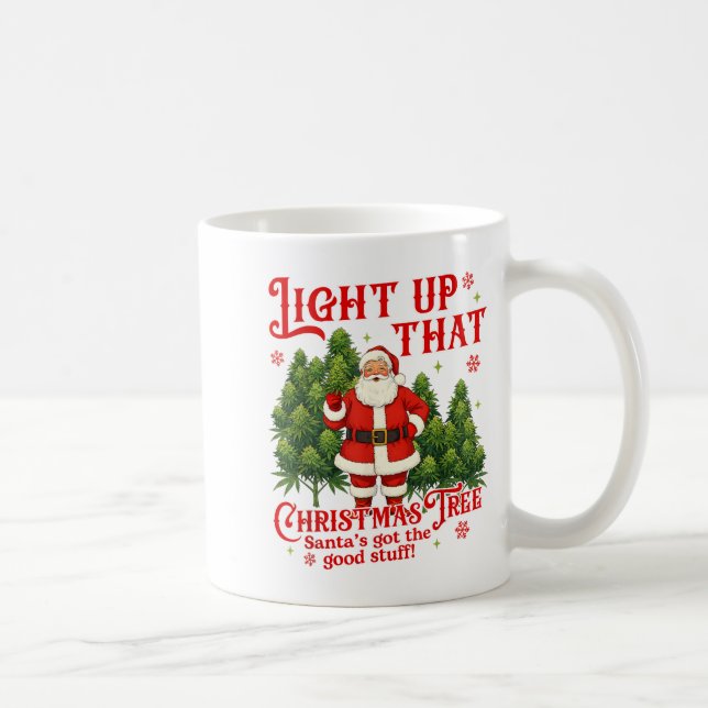 Weed Lover Smoking Light Up Christmas Tree  Coffee Mug (Right)