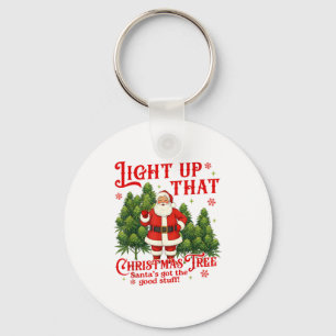 Weed Lover Smoking Light Up Christmas Tree  Key Ring