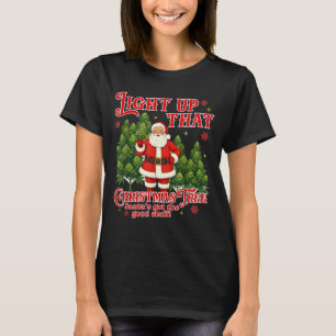 Weed Lover Smoking Light Up Christmas Tree T-Shirt