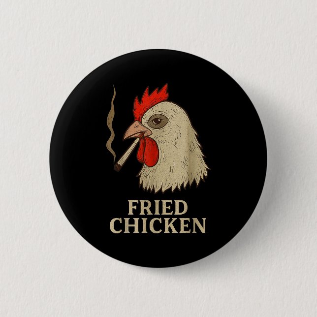 Weed Meme Funny Fried Chicken Smoking  6 Cm Round Badge (Front)