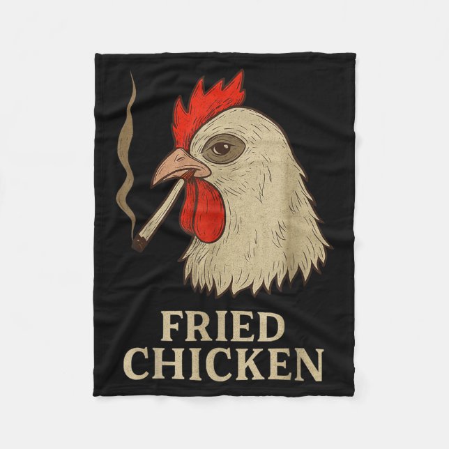 Weed Meme Funny Fried Chicken Smoking  Fleece Blanket (Front)