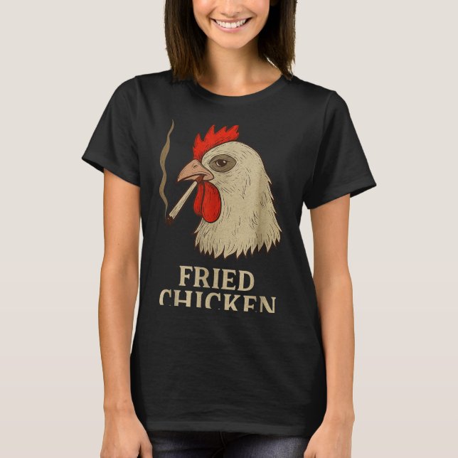 Weed Meme Funny Fried Chicken Smoking  T-Shirt (Front)