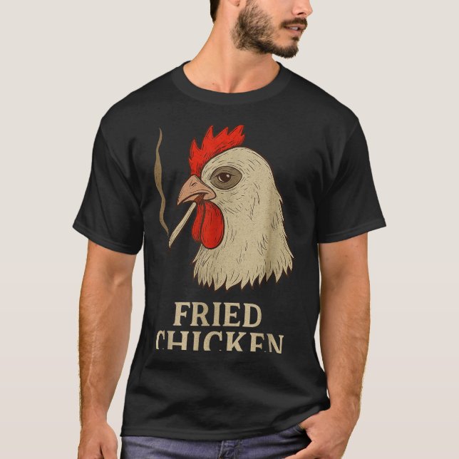 Weed Meme Funny Fried Chicken Smoking  T-Shirt (Front)