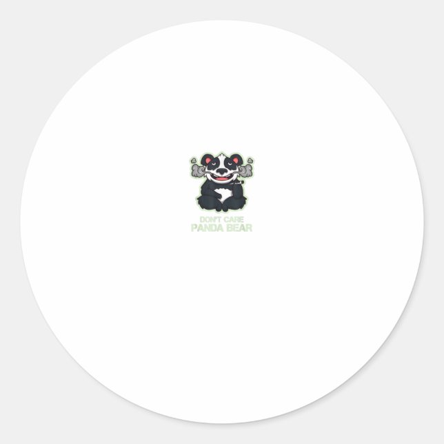 Weed Panda Bear dont care cute Cannabisrelax Classic Round Sticker (Front)