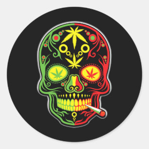 Weed Skull Stoner Mexican Cinco De Mayo  Classic Round Sticker