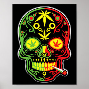 Weed Skull Stoner Mexican Cinco De Mayo Poster