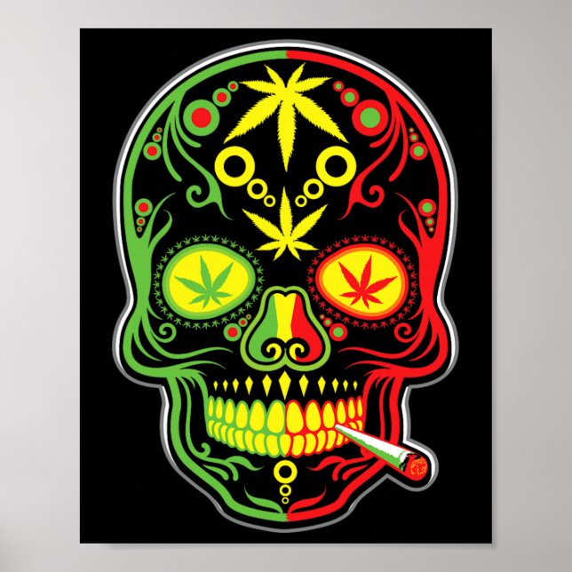 Weed Skull Stoner Mexican Cinco De Mayo  Poster (Front)