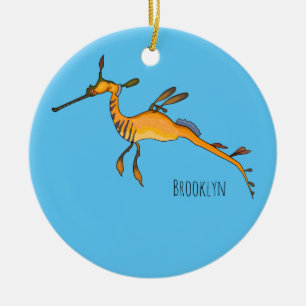 Weedy seadragon cartoon illustration  ceramic tree decoration