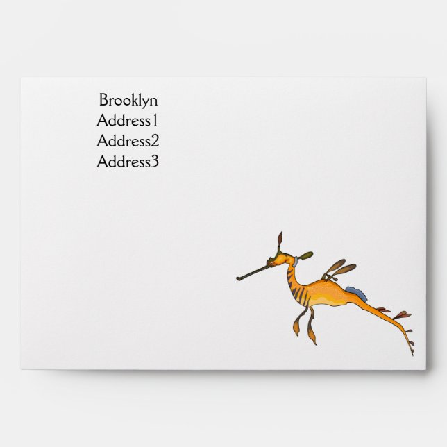 Weedy seadragon cartoon illustration  envelope (Front)