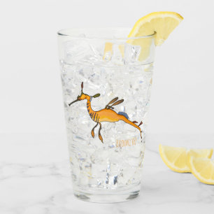 Weedy seadragon cartoon illustration glass