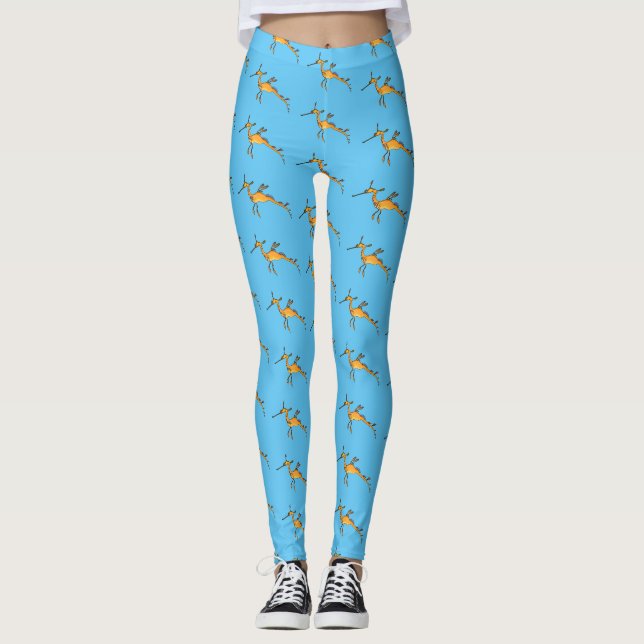 Weedy seadragon cartoon illustration  leggings (Front)